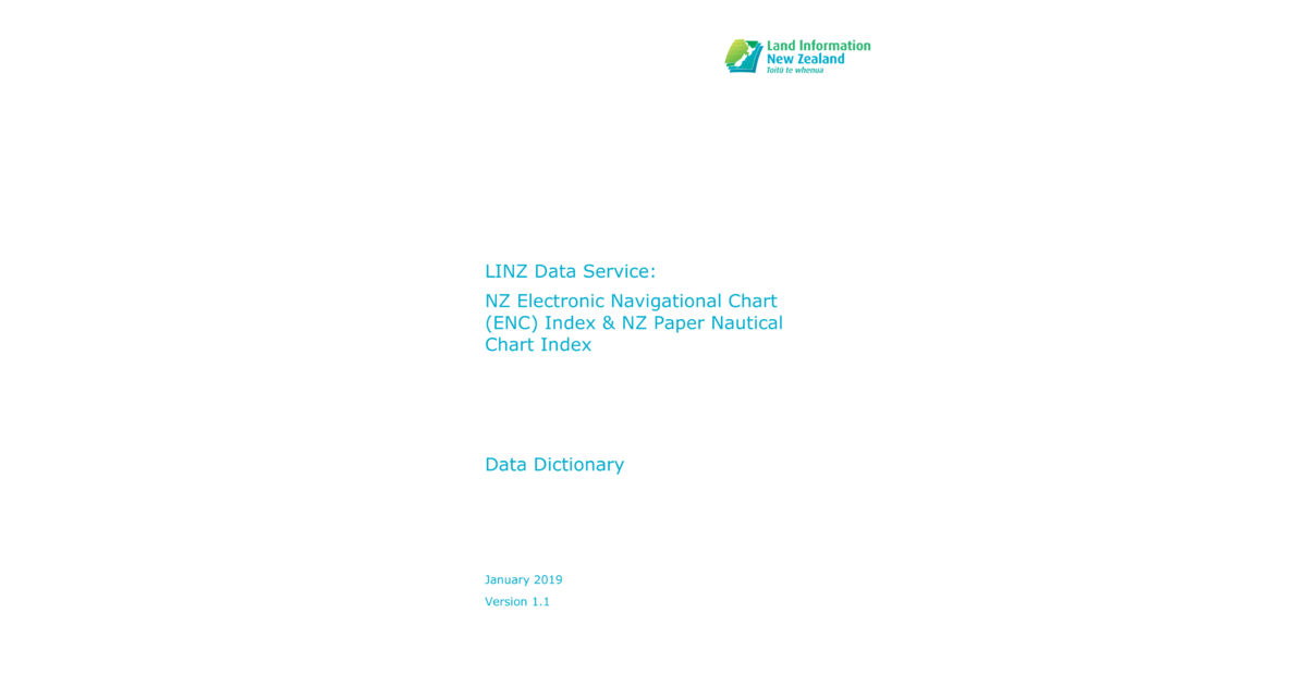 ENC and Paper Chart Indexes dictionary LINZ Data Service
